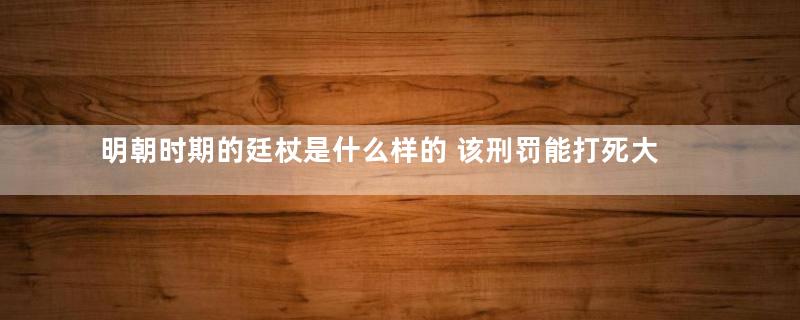 明朝时期的廷杖是什么样的 该刑罚能打死大臣吗